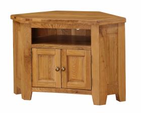 BROCTON SOLID OAK TV UNIT CORNER.