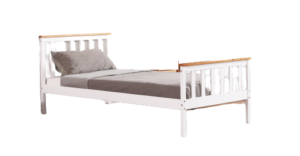 WOODEN BED SINGLE WHITE.